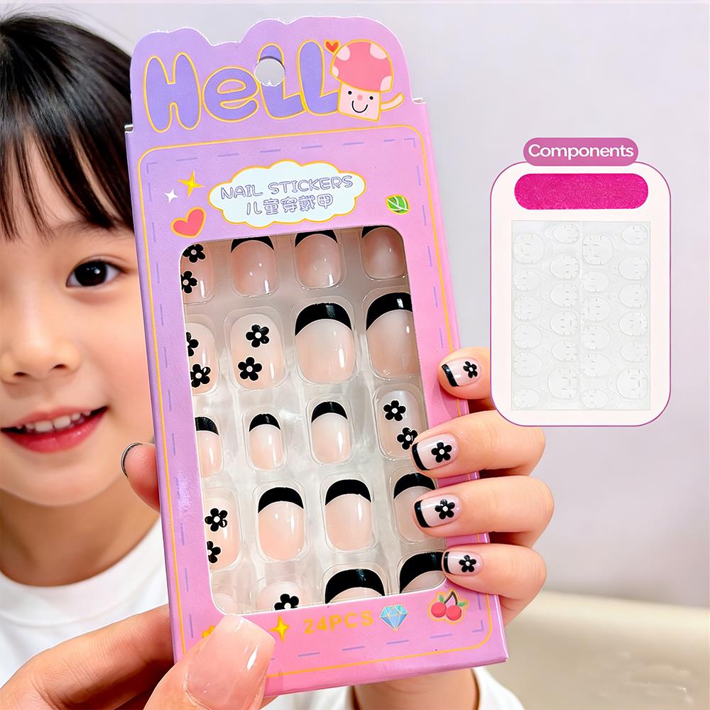 Pressed Flower Art - 24 Uñas Postizas Infantiles con Diseño