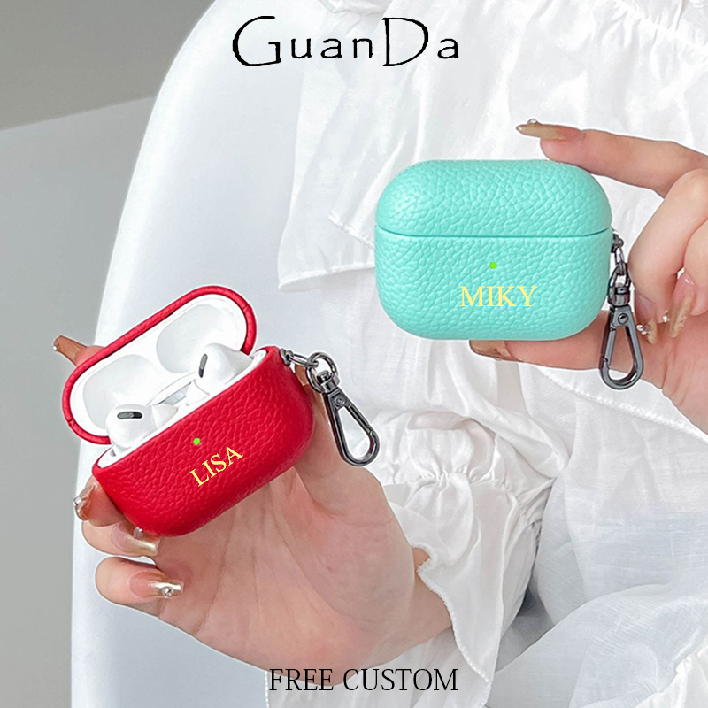 Monogram Keychain Leather - Estuche para Auriculares Mini DIY, Lindo