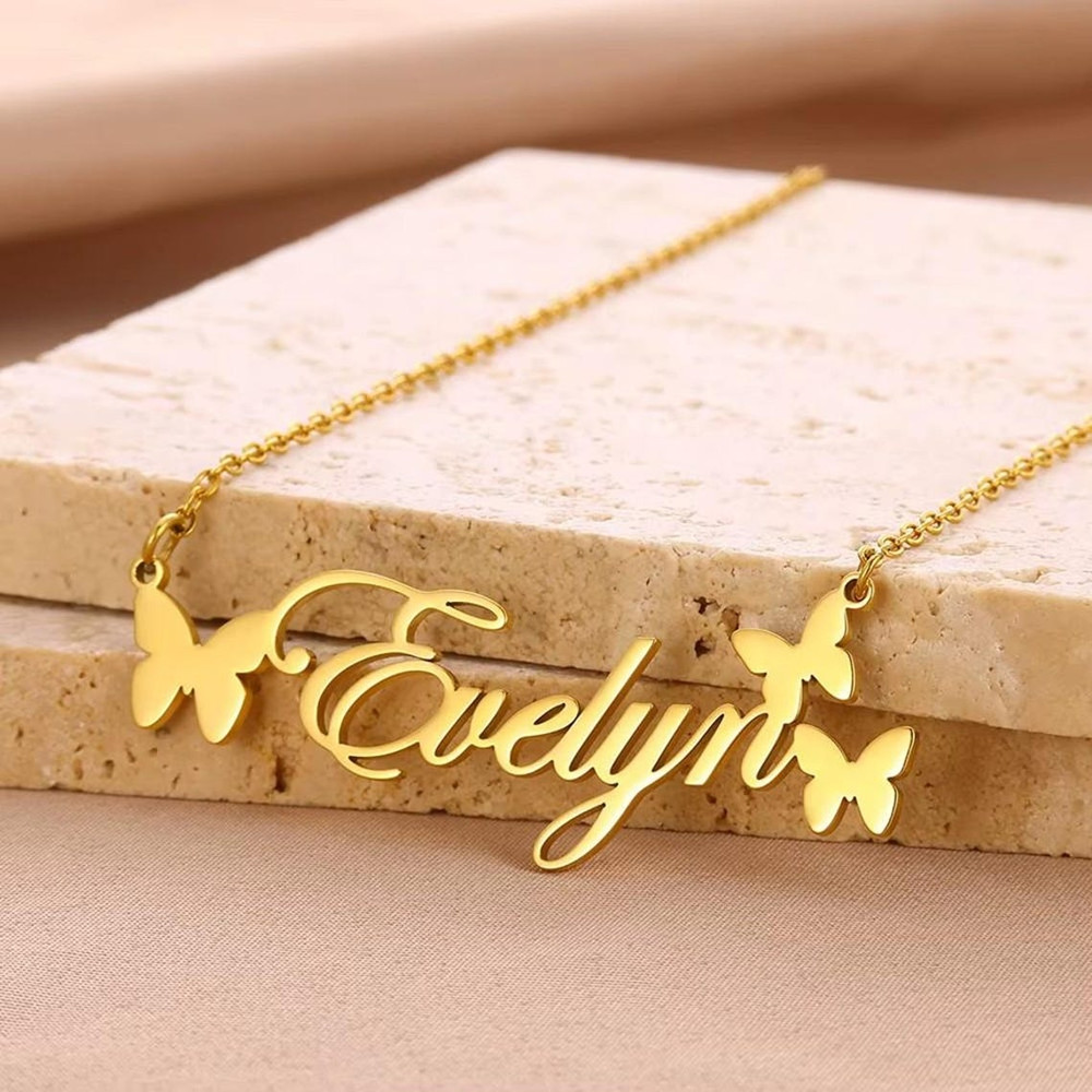 Birth Flower Necklace - Collar con nombre personalizado, joyería personalizada,
