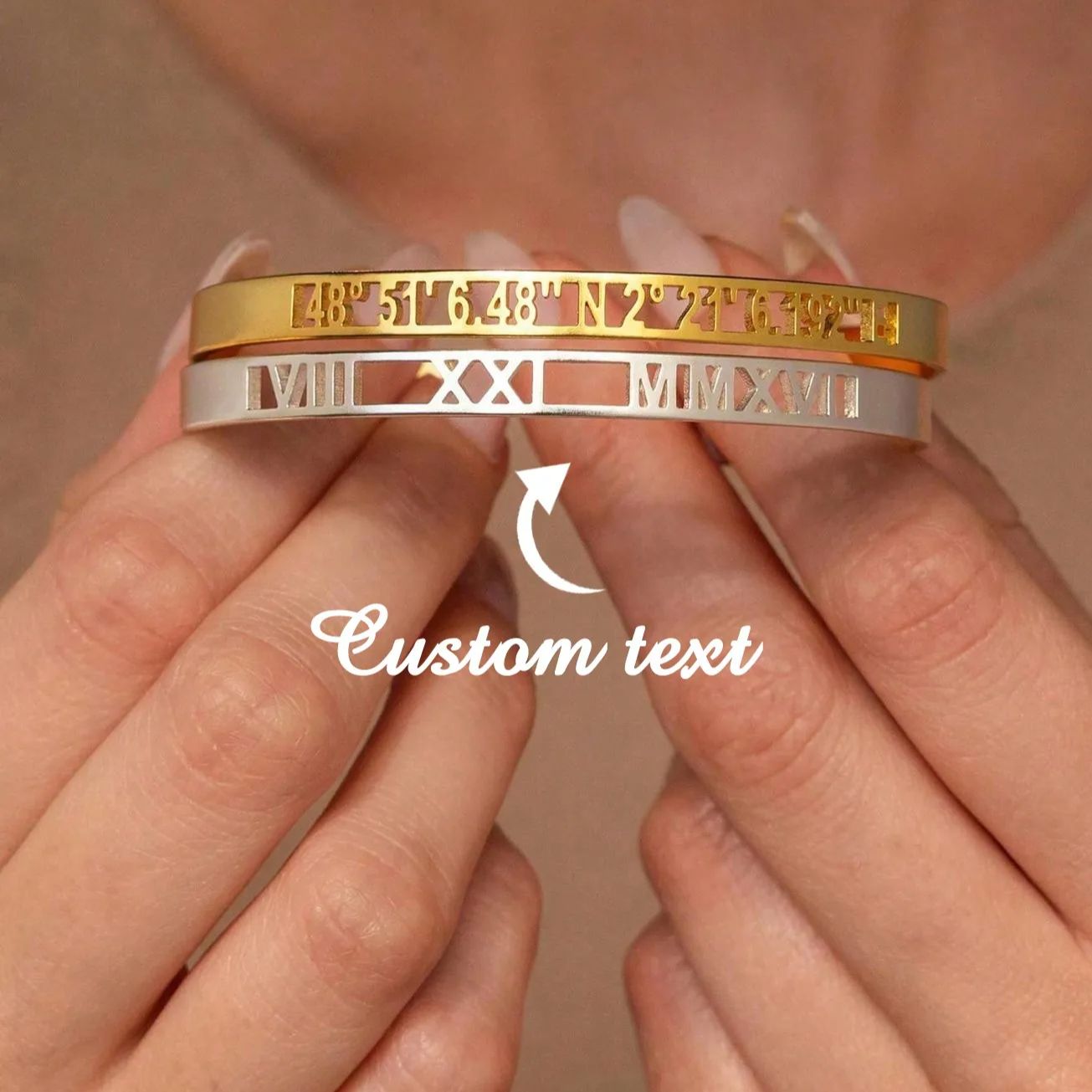 Coordinates Bracelet - Brazaletes con números romanos y coordenadas