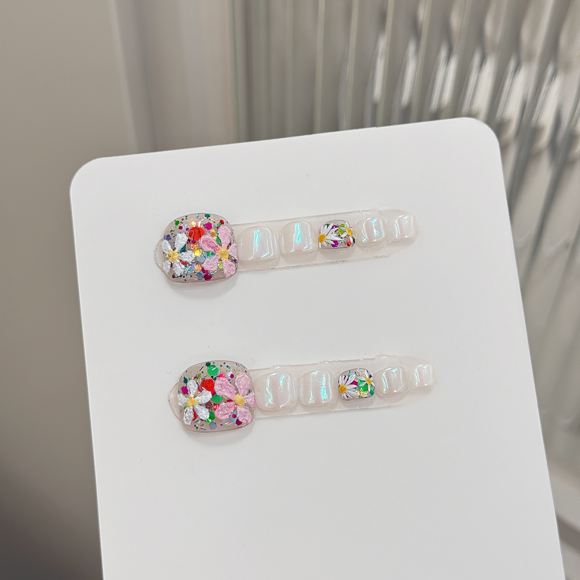 Pressed Flower Art - 12 Uds. De uñas postizas hechas