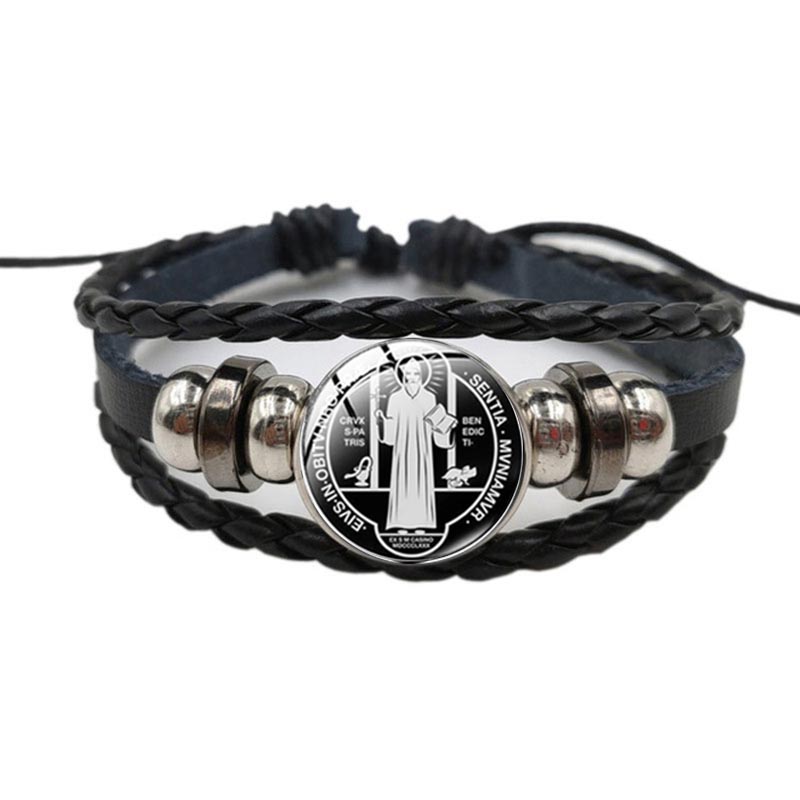 Coordinates Bracelet - Pulsera de cuero de exorcismo católico