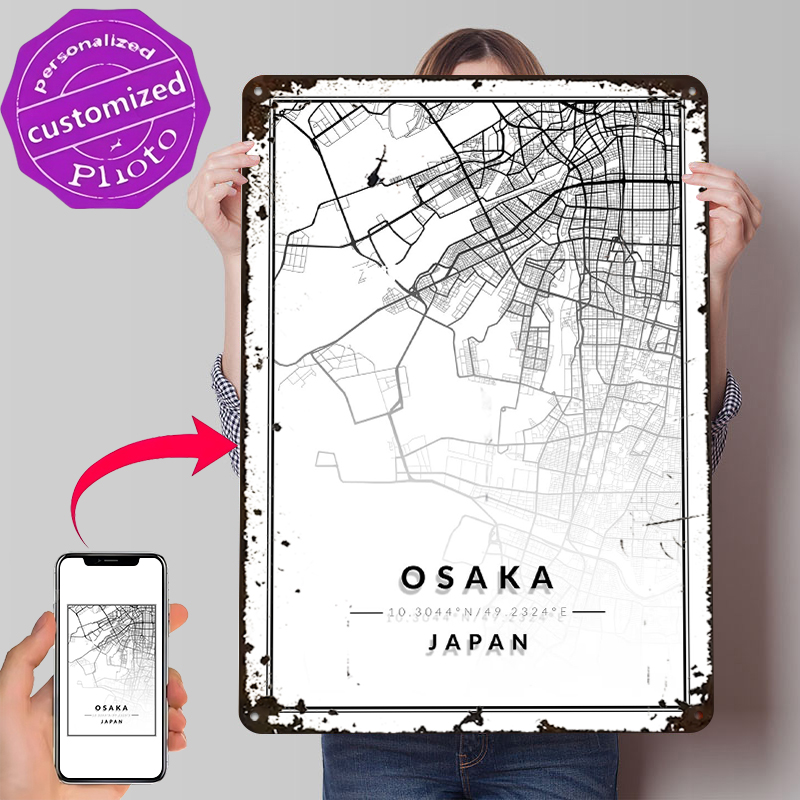 Mapa de Osaka con Textura 3D,  - Custom Map Poster reseña y precio