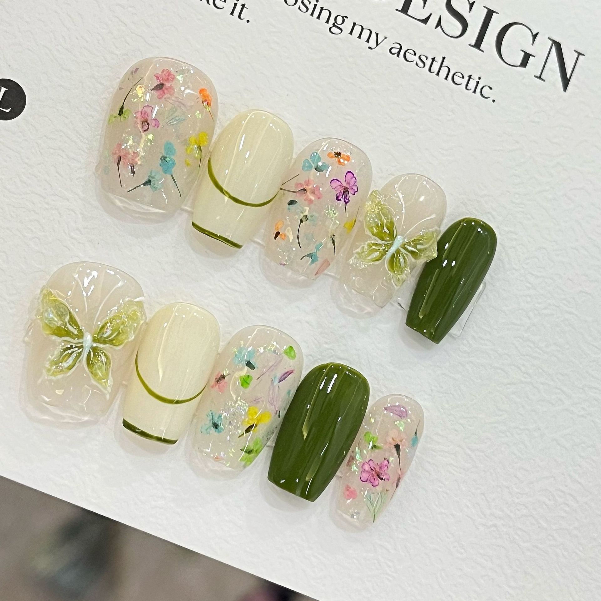 10 Uñas Postizas de Mariposa y - Pressed Flower Art reseña y precio