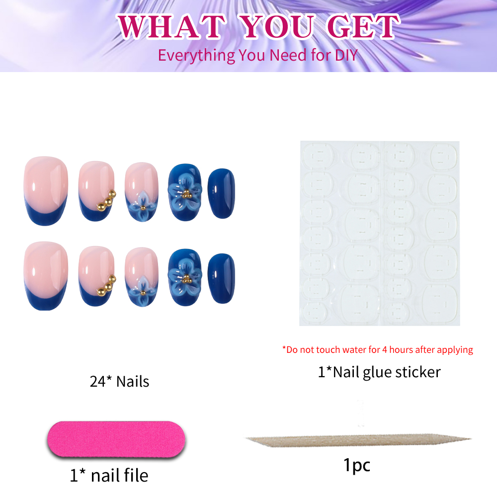 24 Uñas Postizas Cortas Ovalad - Pressed Flower Art reseña y precio