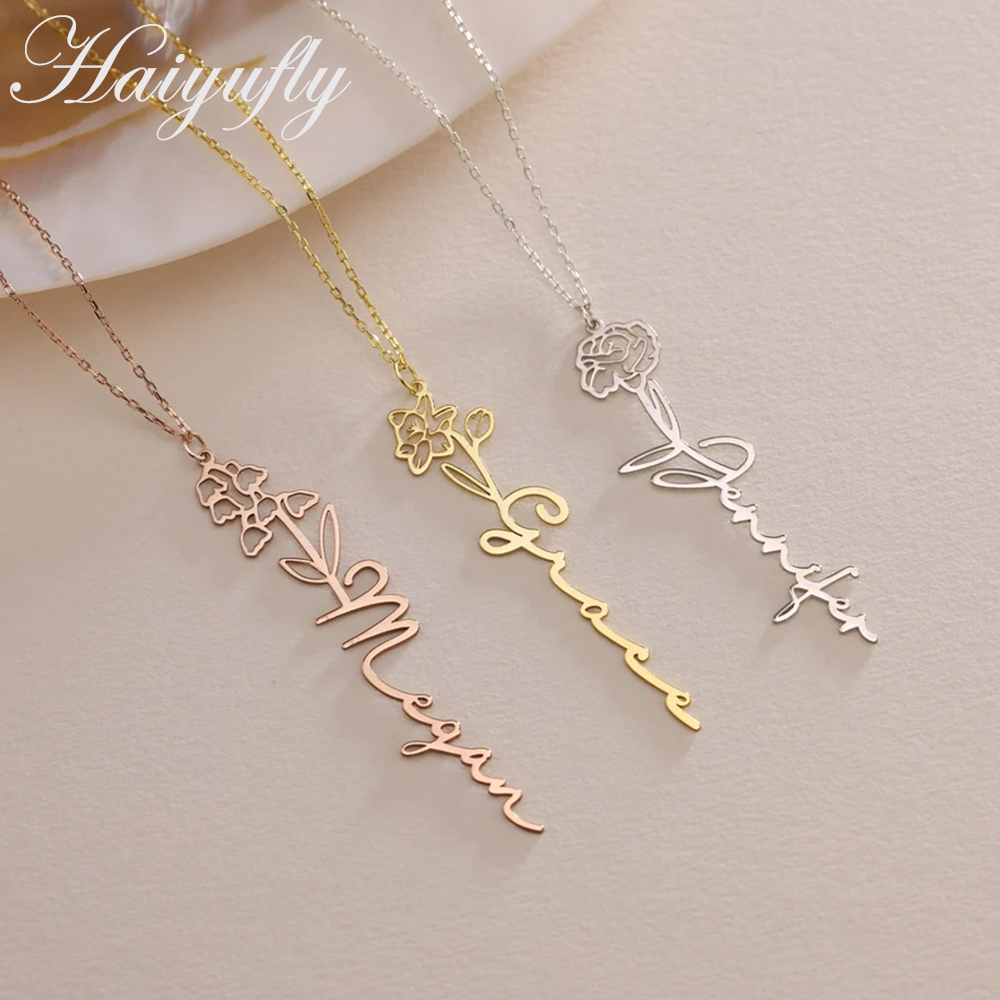 Haiyufly-collar con nombre per - Birth Flower Necklace reseña y precio