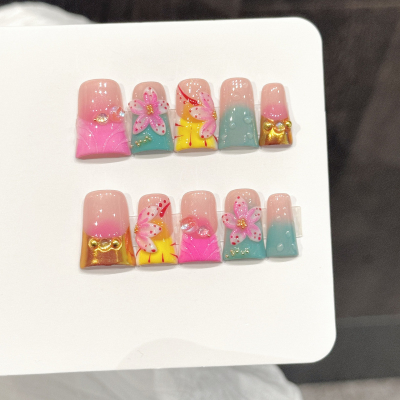 10 Uds uñas postizas estilo oc - Pressed Flower Art reseña y precio