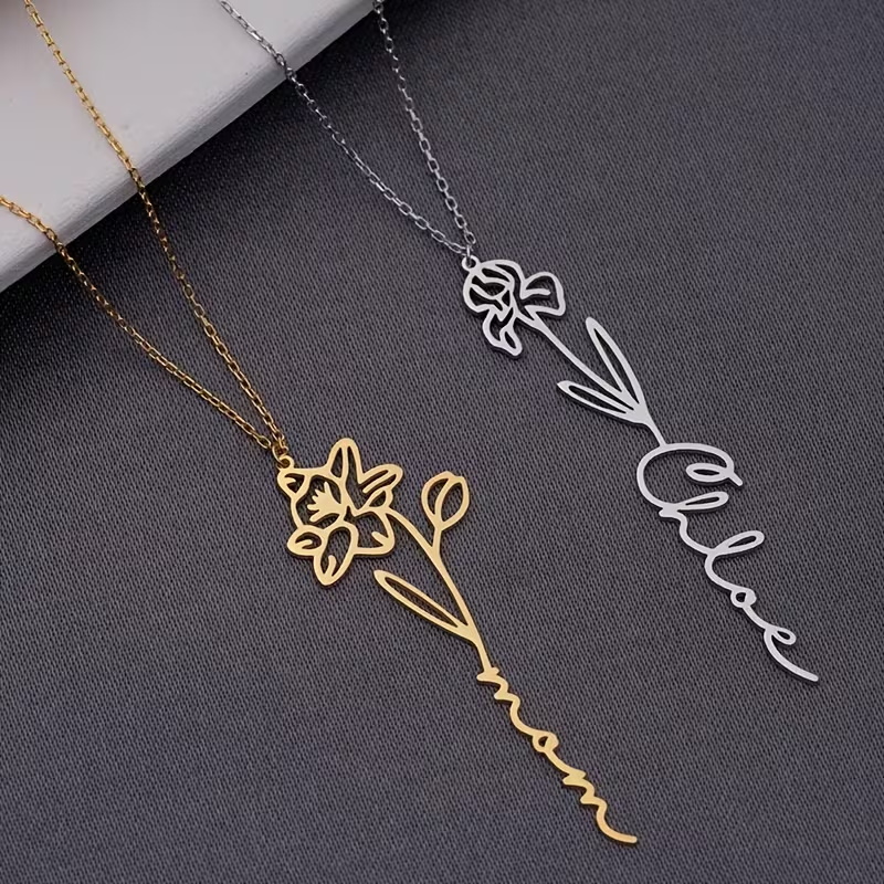 Collar Personalizado con Nombr - Birth Flower Necklace reseña y precio